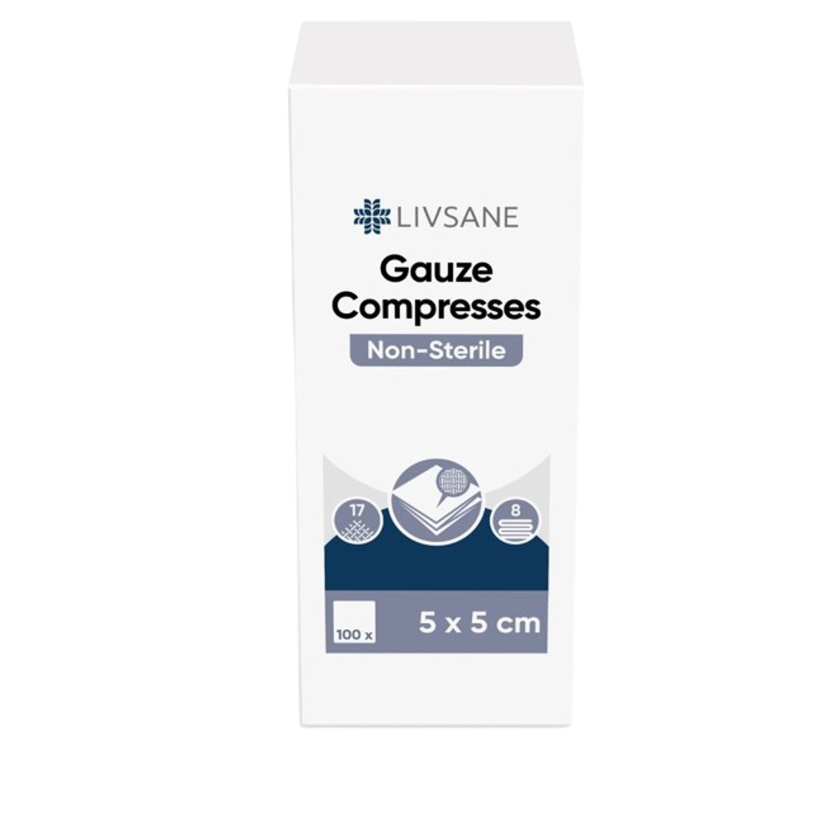 Levně LIVSANE Nesterilní gázové kompresy 5x5cm 100ks