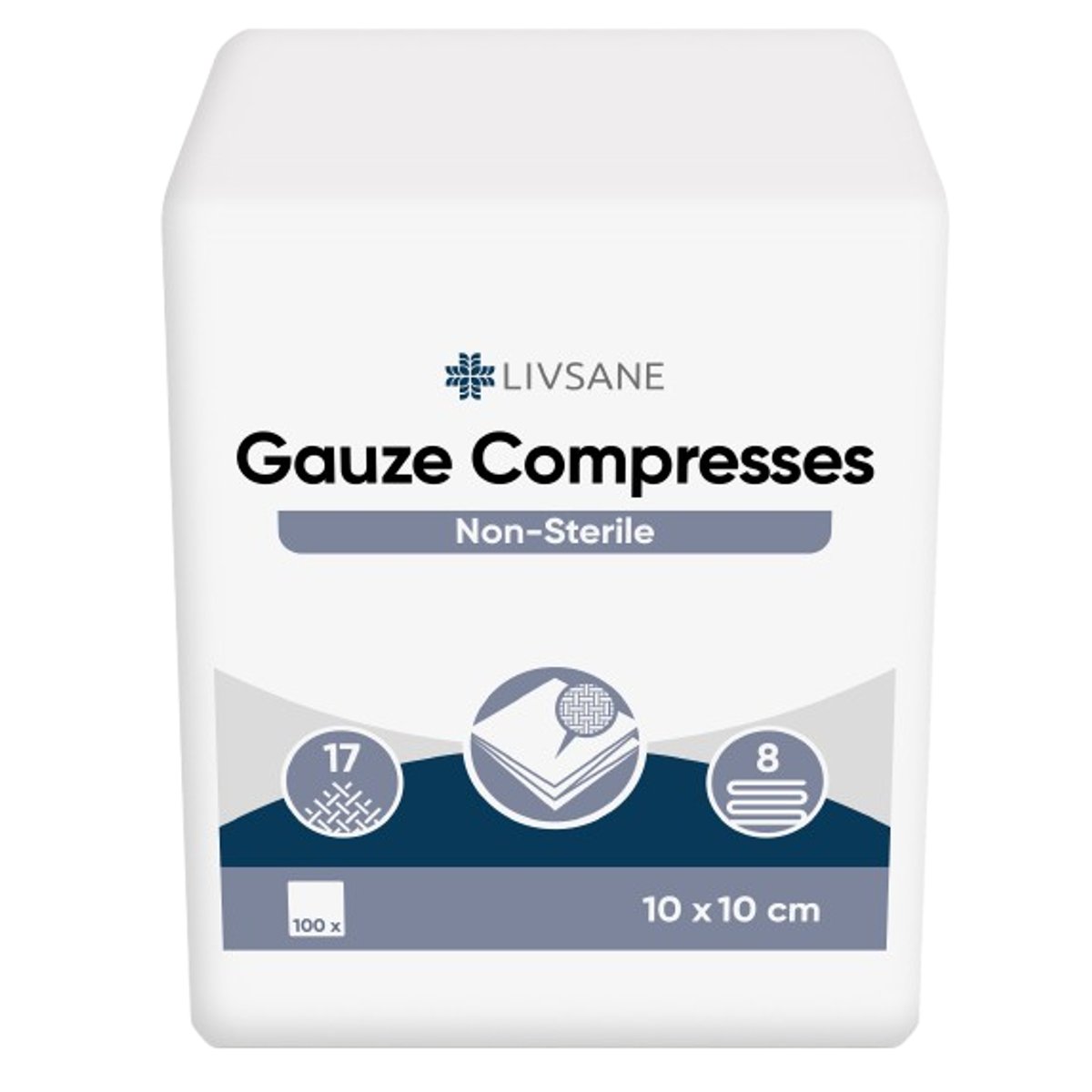 LIVSANE Nesterilní gázové kompresy 10x10cm 100ks