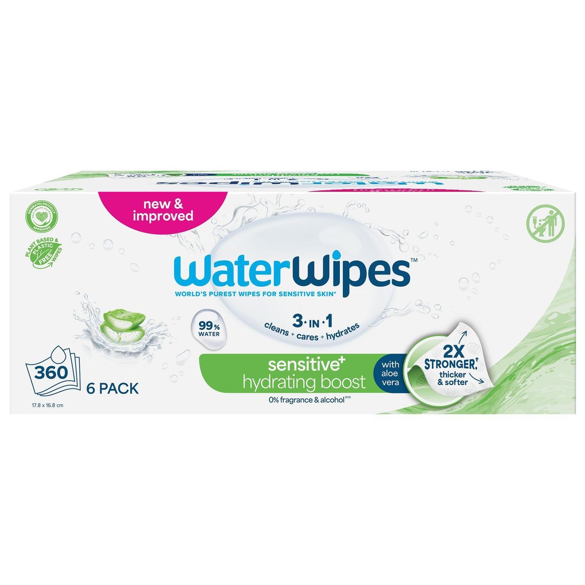Waterwipes Hydrating Clean ubrousky vlhčené bez obsahu plastů 6×60 ks