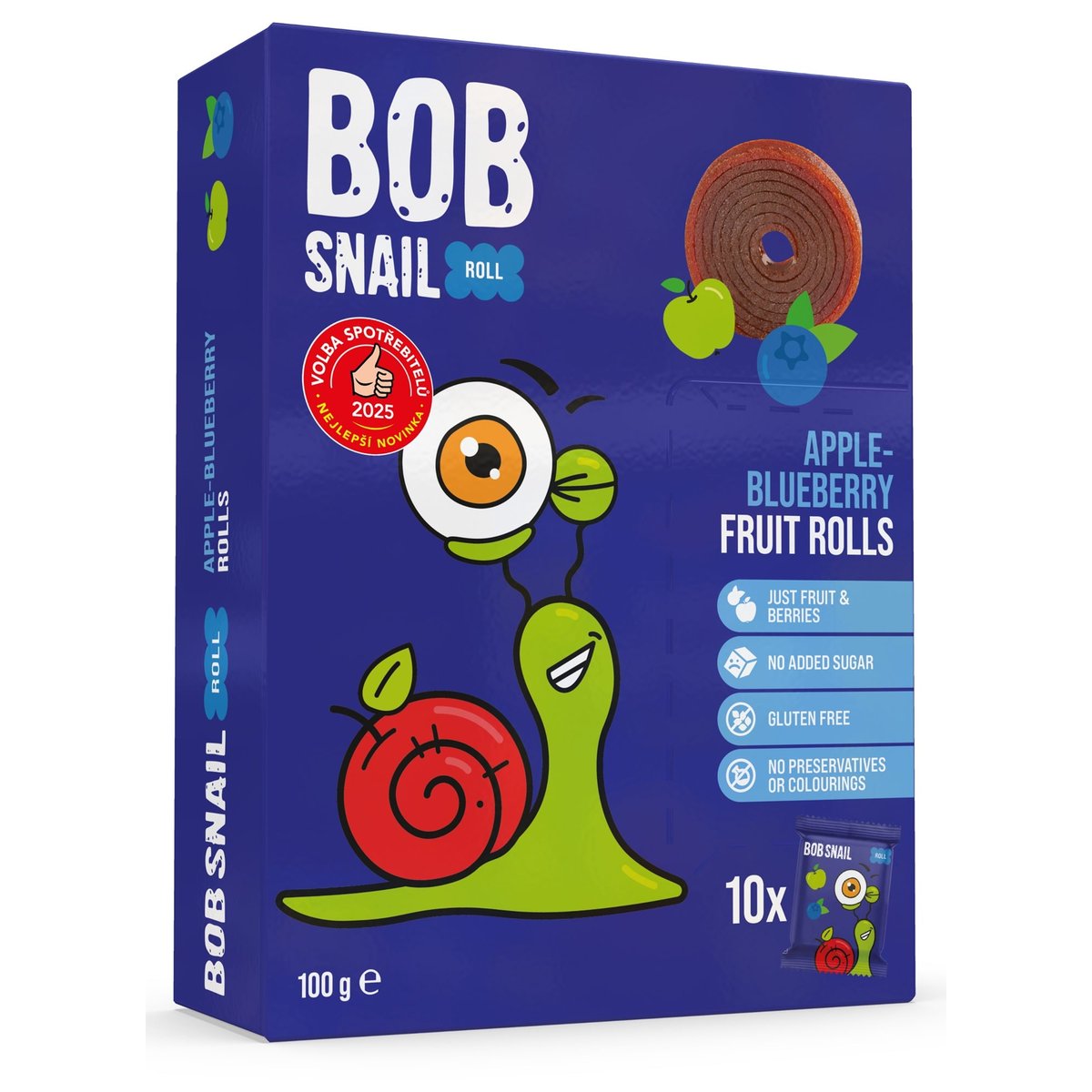 Šnek Bob Ovocné rolky jablko a borůvka