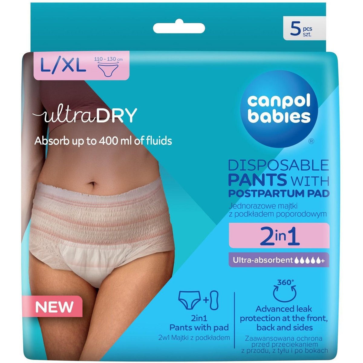 Canpol babies Jednorázové poporodní kalhotky s vložkou 2v1 L/XL