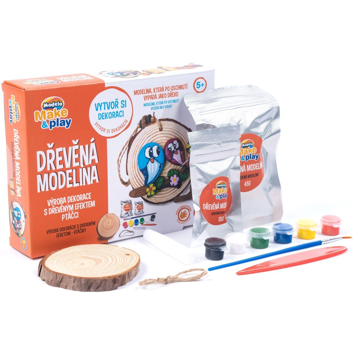 MAC TOYS MODELO Dřevěná stavebnice ptáci hnědá