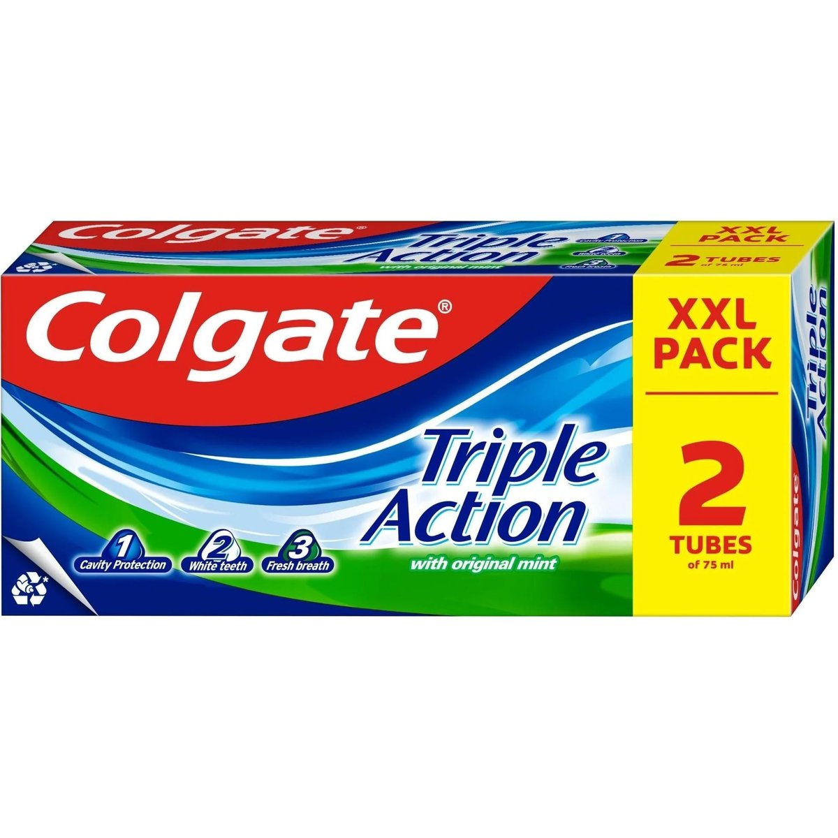 Colgate Triple Action Original Mint zubní pasta, 2×75 ml