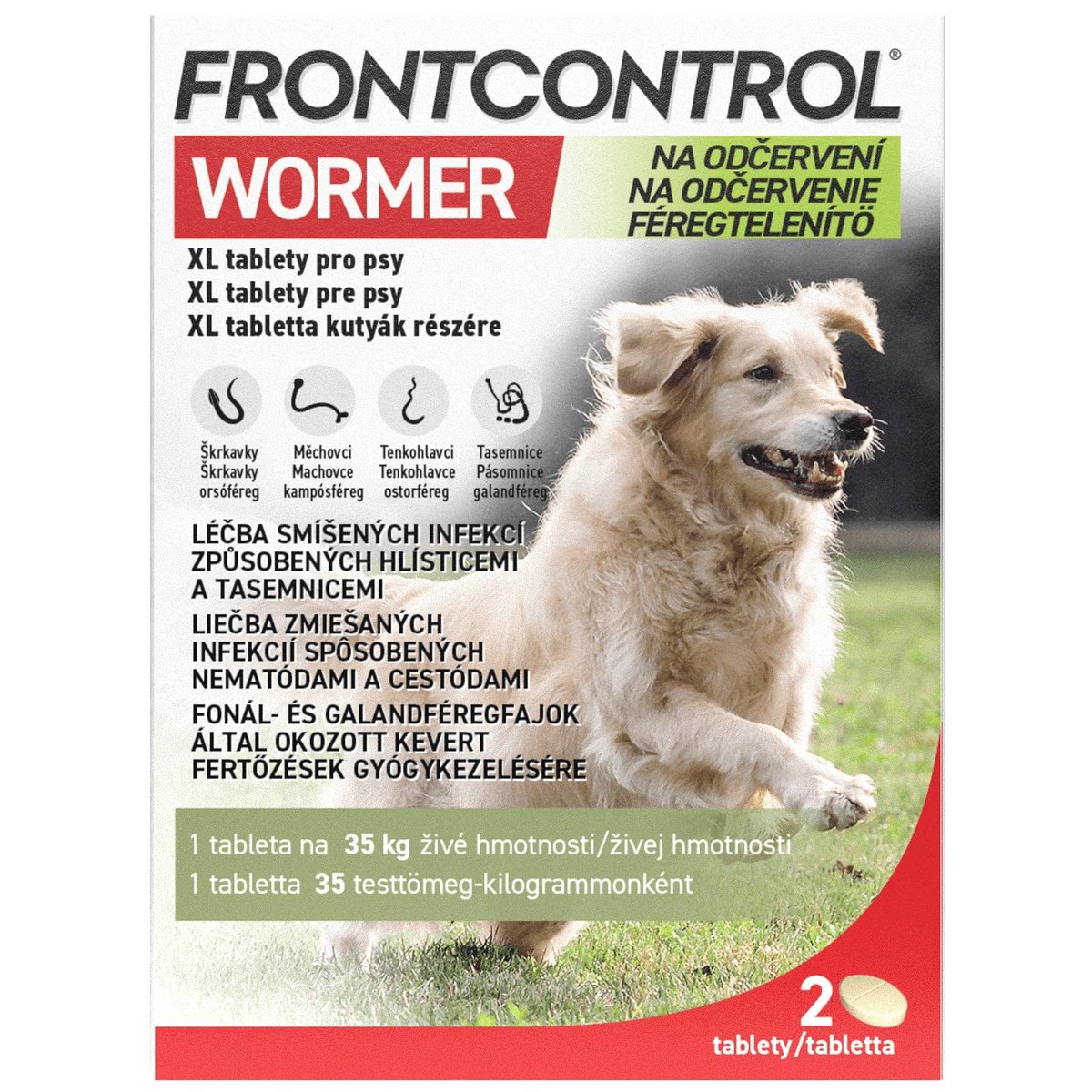 Frontcontrol Wormer pro psy XL tbl.2