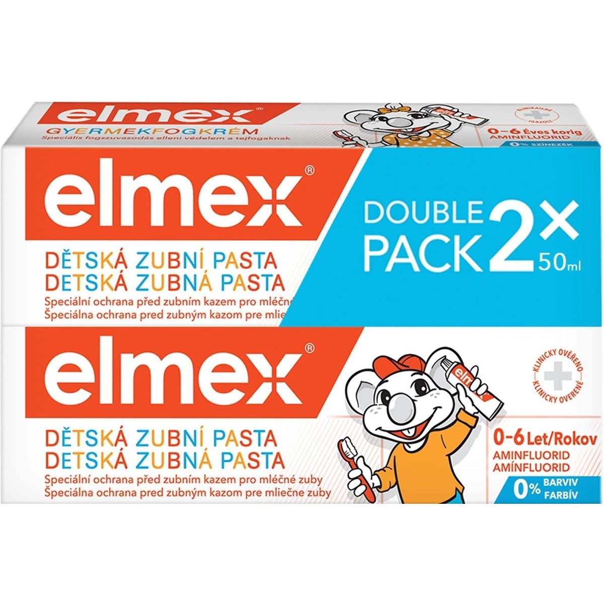 elmex Kids dětská zubní pasta pro děti 0–6 let (2×50 ml)