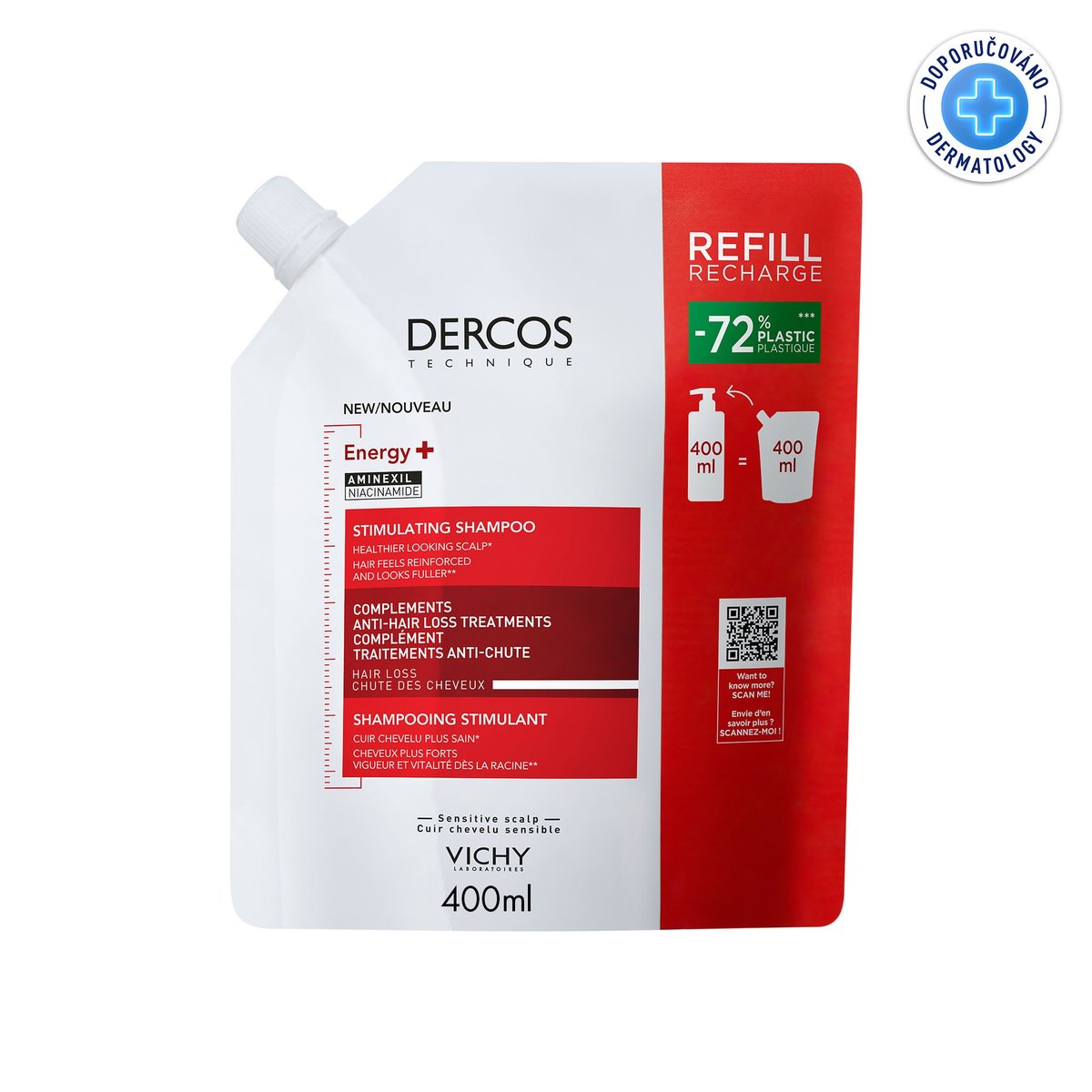 VICHY DERCOS Energy+ šampón náhradní náplň 400ml