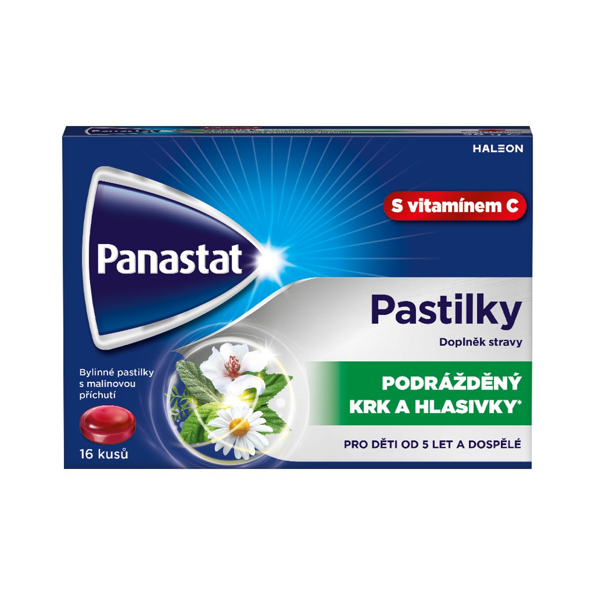 Panastat bylinné pastilky s vit.C př.malina 16ks