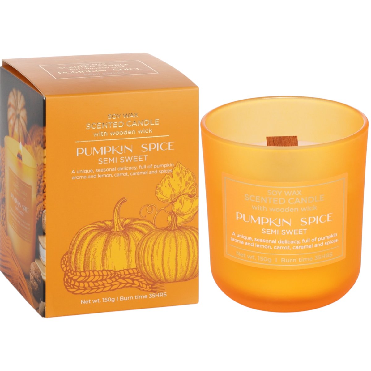 Bartek Pumpkin Spice vonná svíčka ve skle s dřevěným knotem