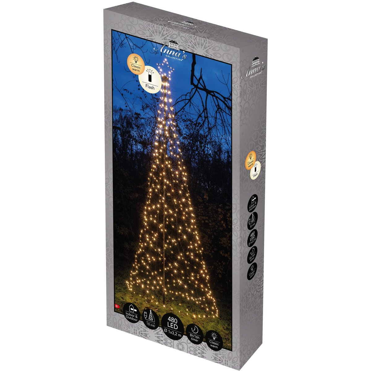 Anna's Collection Svítící vánoční dekorace s časovačem – strom s hvězdou