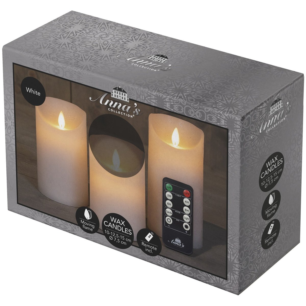 Anna's Collection Svítící vánoční dekorace s časovačem – voskové svíčky s pohyblivým plamenem a dálkovým ovládáním