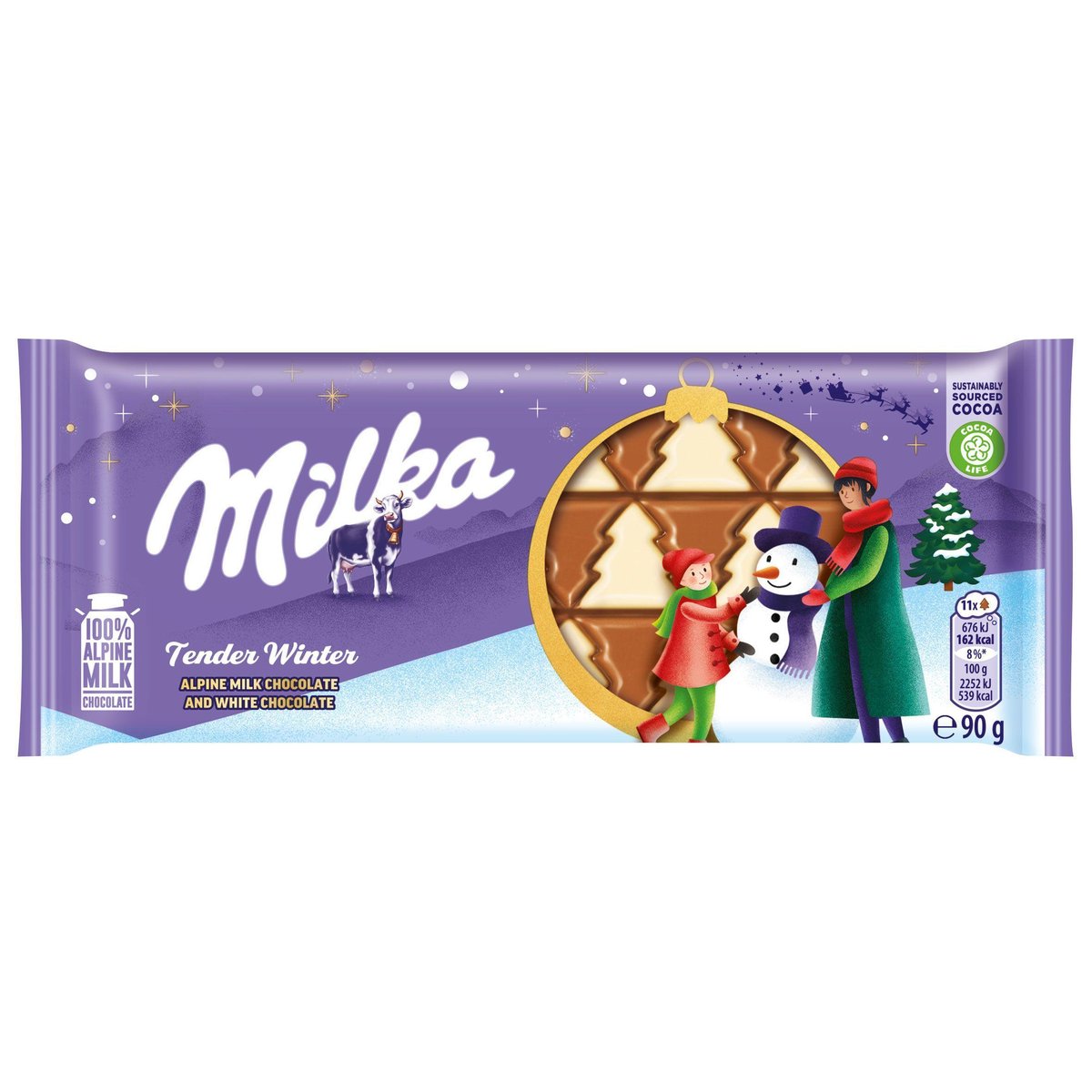 Milka Vánoční bílá a mléčná čokoláda