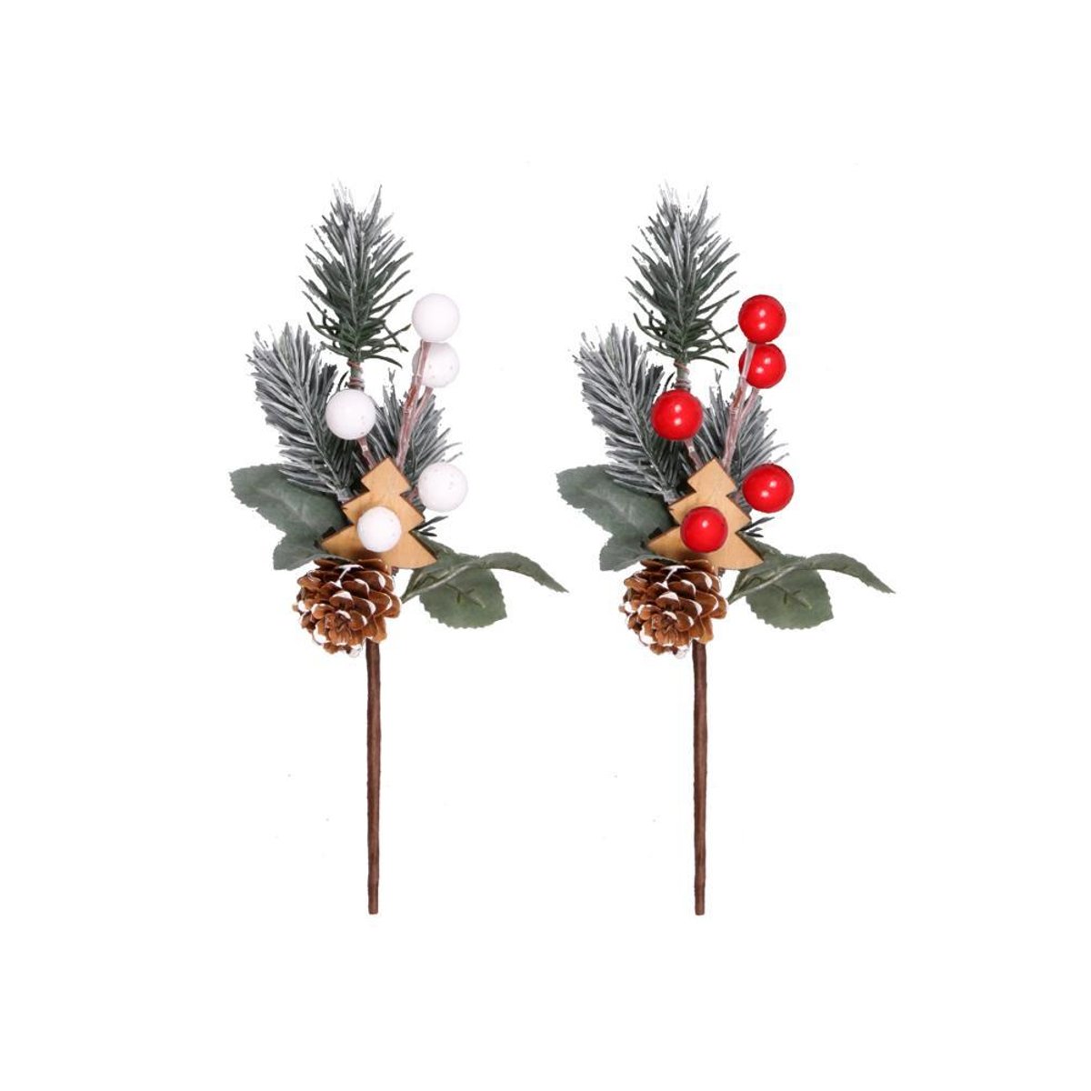 Přízdoba SMRK VÁNOCE s bobulemi a stromečkem 20cm