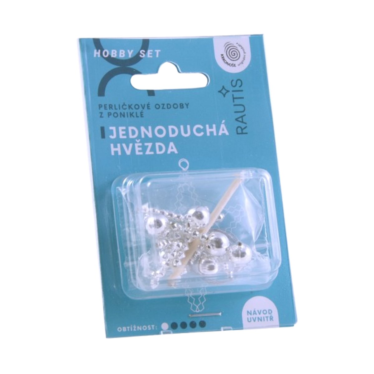 Sada na výrobu ozdoby z perliček - Jednoduchá hvězda - stříbrná