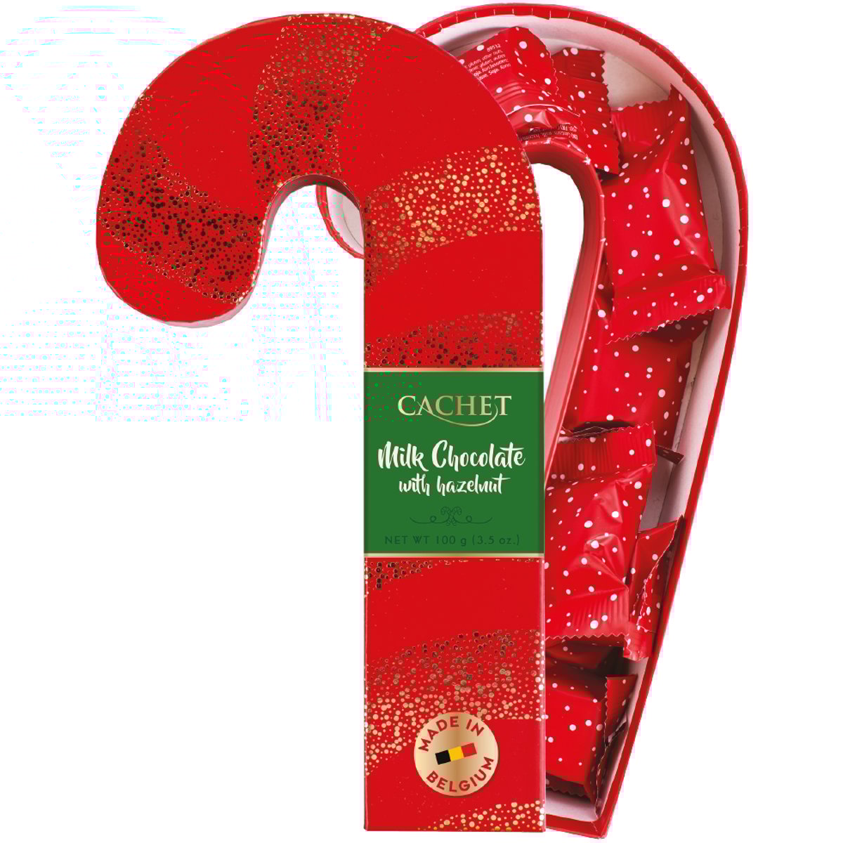 Cachet Candy Cane mléčná čokoláda s lískovými ořechy