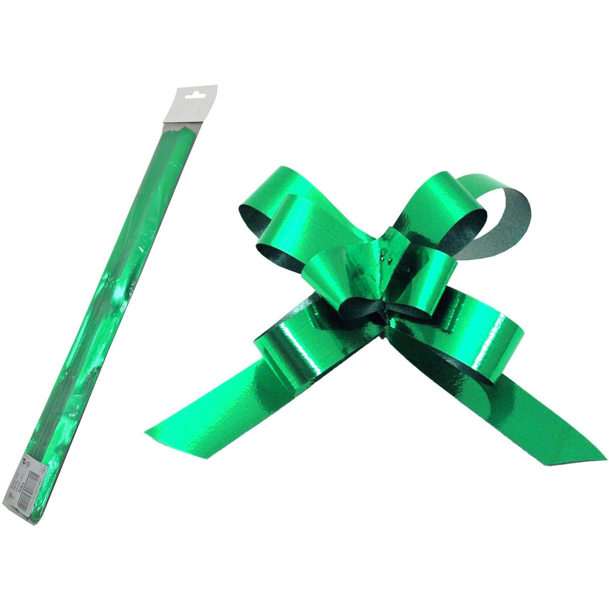 Metalická zatahovací stuha – zelená