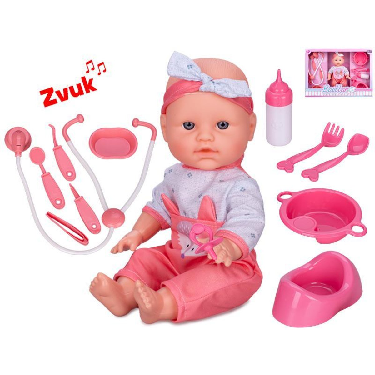 Mikro Čůrající miminko se zvukem a doplňky