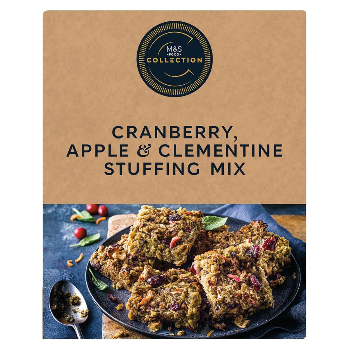 M&S Sypká směs na přípravu nádivky se slazenými sušenými brusinkami, sušenými jablky a mandarinkovým olejem