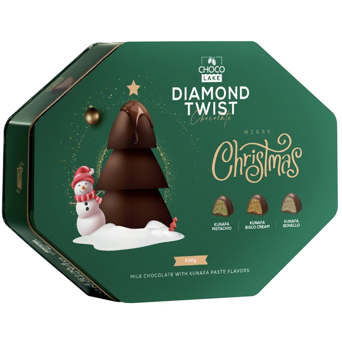 Choco Lake Diamonds Twist Milk Chocolate Kunafa & Pistachio – mléčné čokoládové pralinky s náplní