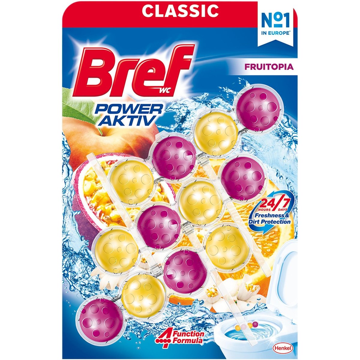 Bref Power Aktiv Classic - WC blok - Fruitopia, 3 x 50 g