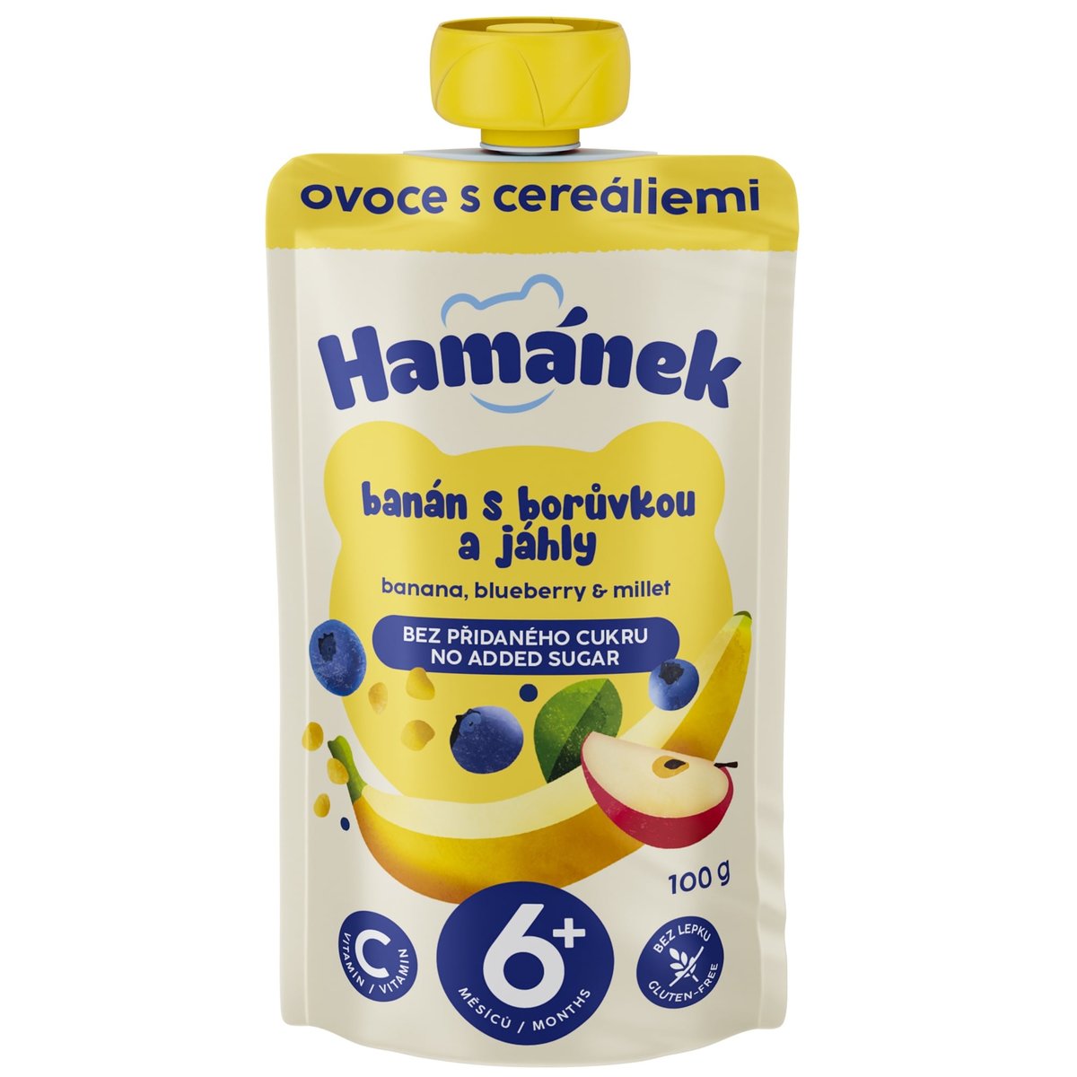 Hamánek Ovocná kapsička banán s borůvkou a jáhly