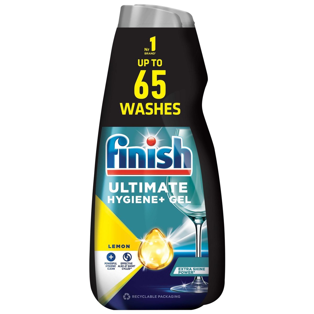 Finish Lemon Ultimate Hygiene+ gel do myčky nádobí (2×0,65 l)