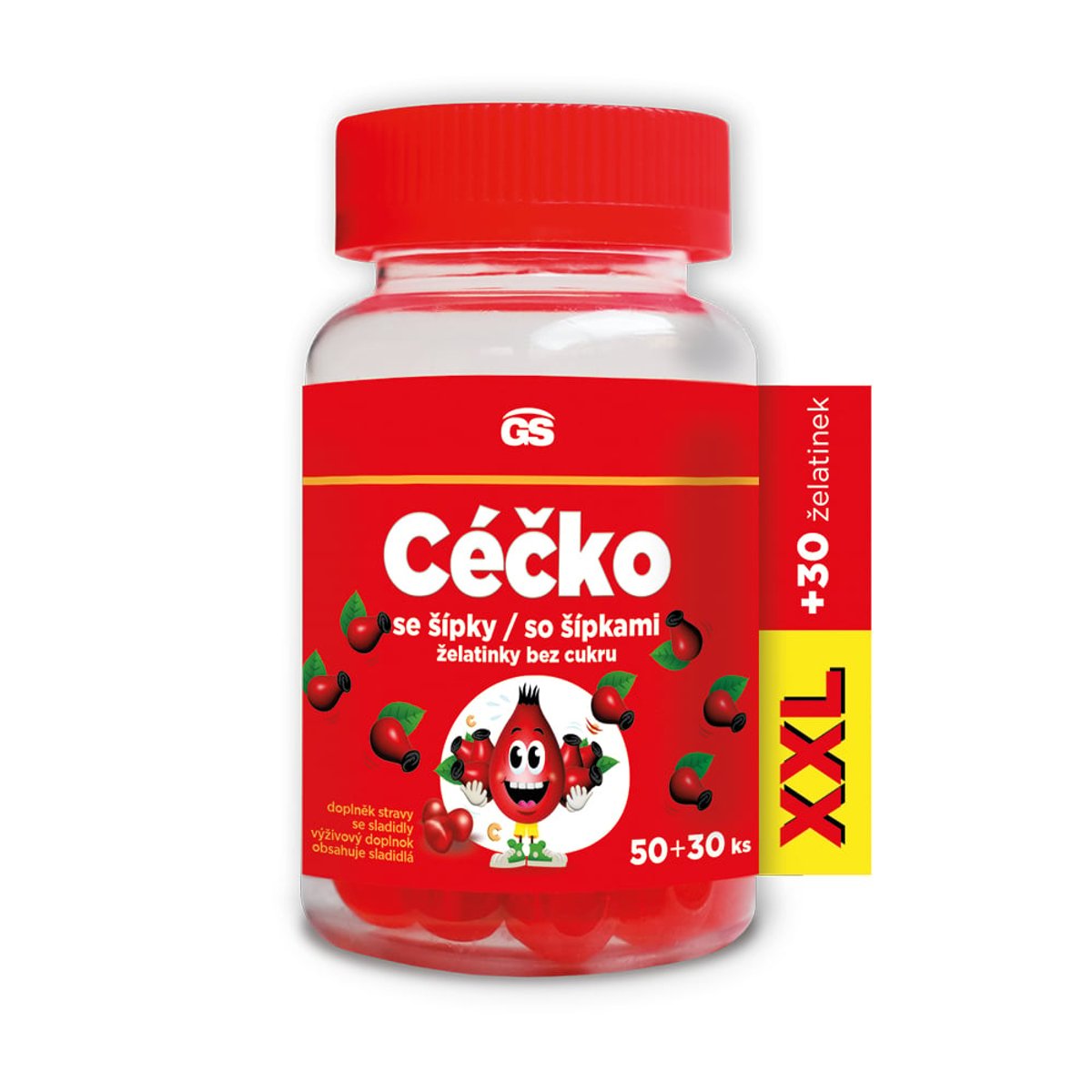 GS Céčko se šípky želatinky bez cukru 50+30ks XXL