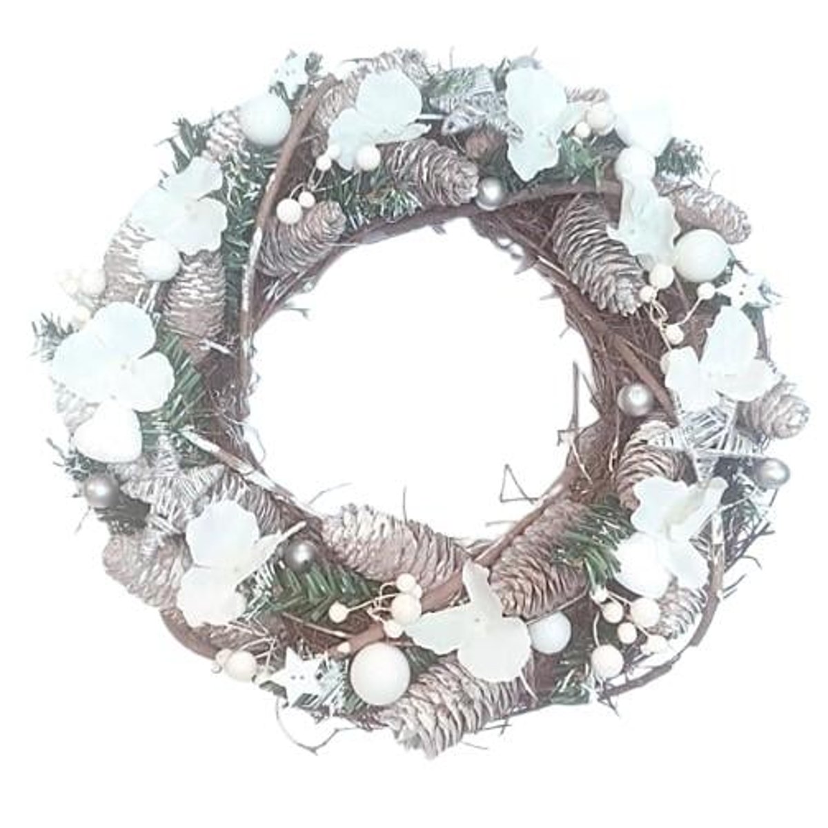 Vánoční věnec proutěný bílý Ø 35cm