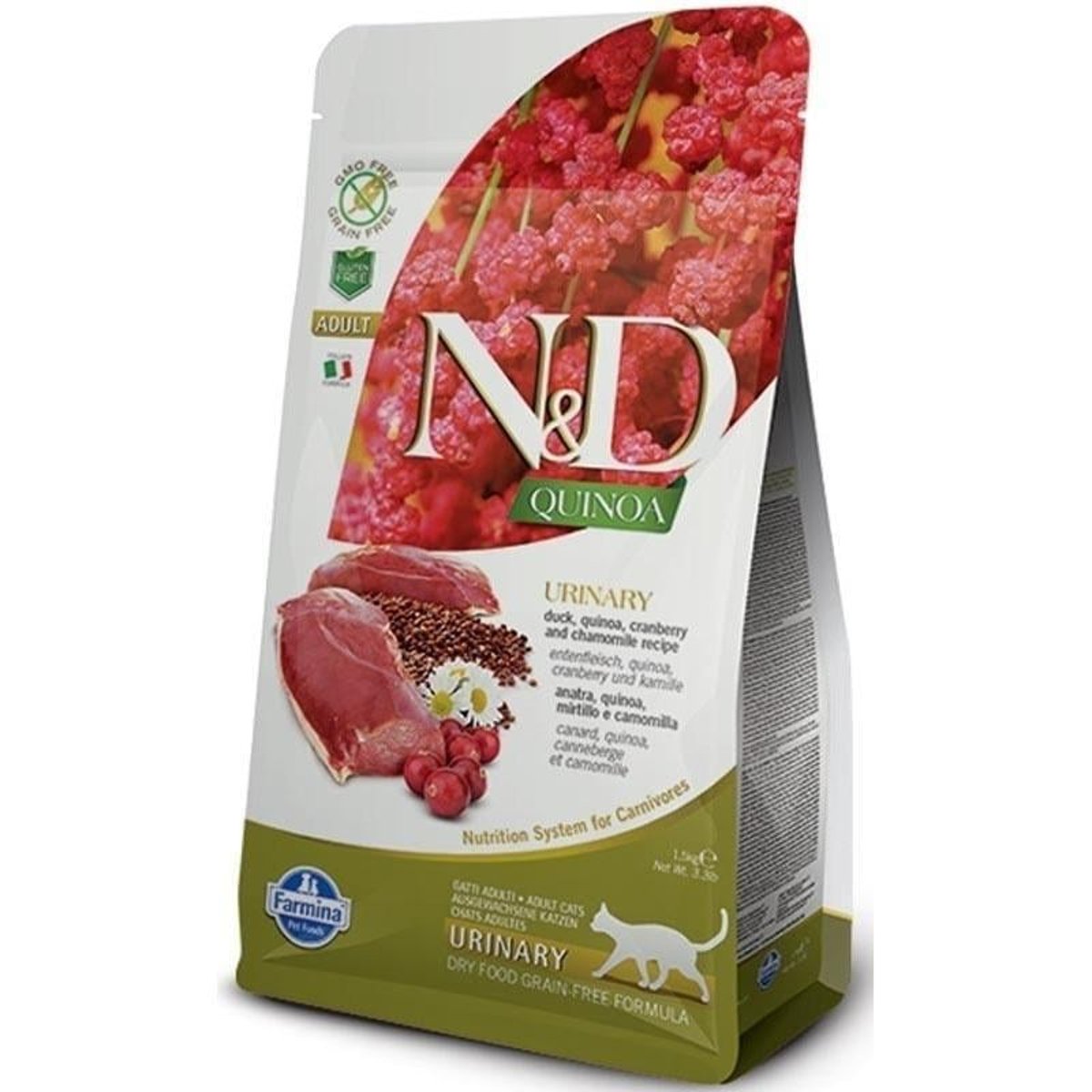 N&D Quinoa Duck & Cranberry hypoalergenní granule pro dospělé kočky
