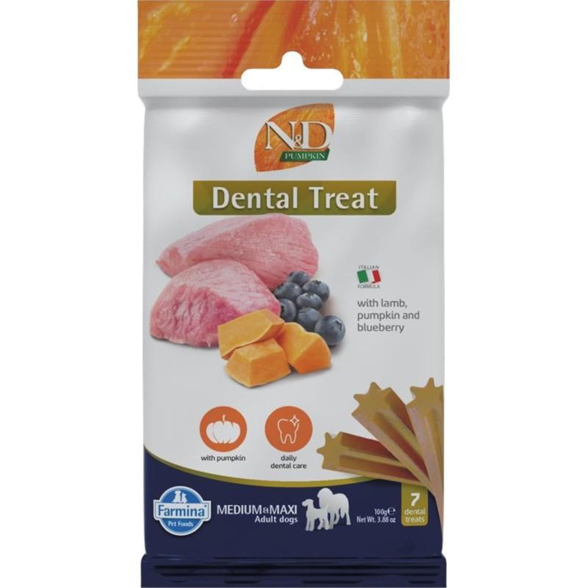 Levně N&D Pumpkin Lamb Medium & Maxi dentální pamlsky pro psy