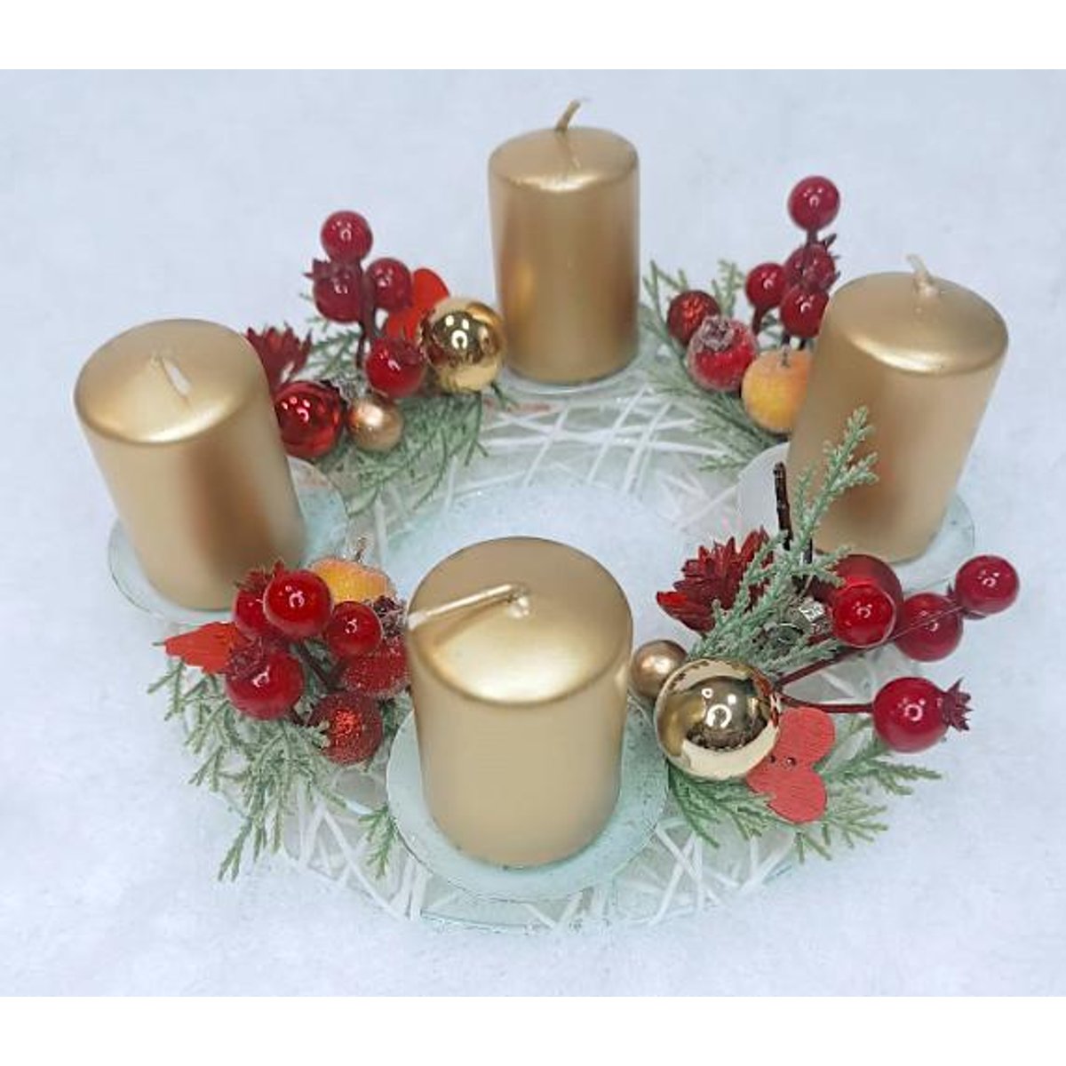 Adventní věnec bílo-červený Ø 20cm