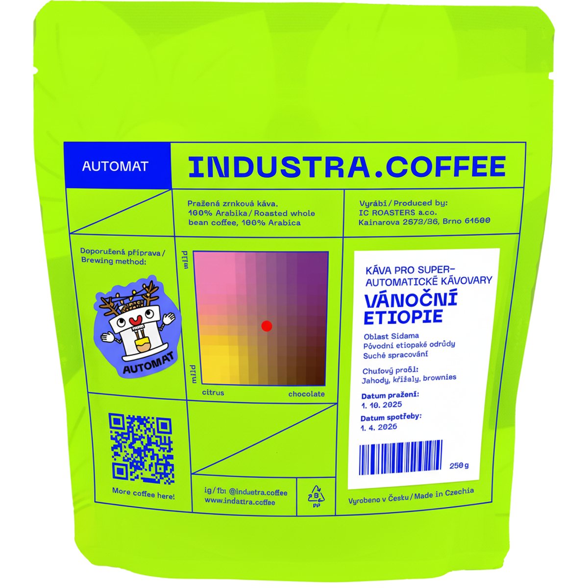 Industra.Coffee Vánoční káva Etiopie espresso zrnková káva