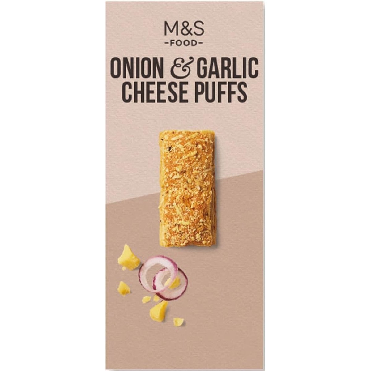 Marks & Spencer Pečené sušenky z listového těsta s vyzrálým plnotučným sýrem Gouda, cibulí a česnekem