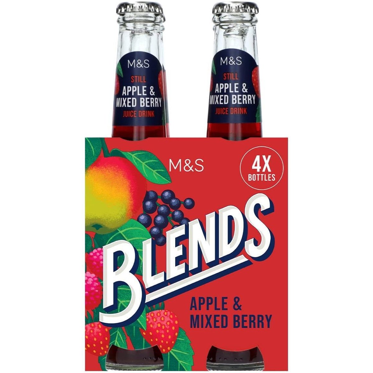 Marks & Spencer Nealkoholický neperlivý nápoj ochucený šťávou z jablek z koncentrátu, jahodovou šťávou, šťávou z černého rybízu a malinovou šťávou, s