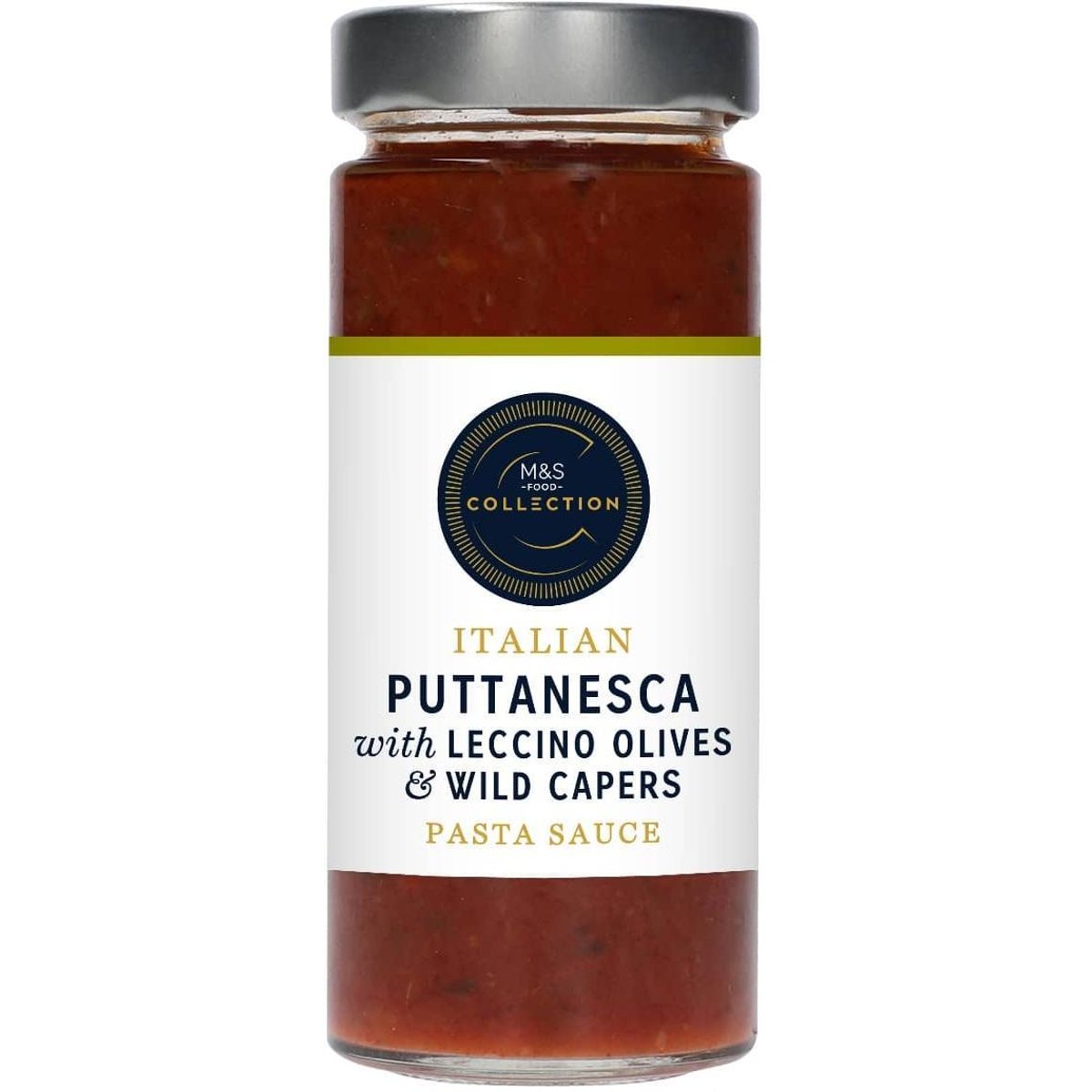 Marks & Spencer Rajčatová omáčka puttanesca na těstoviny s olivami Leccino a divokými kaparami