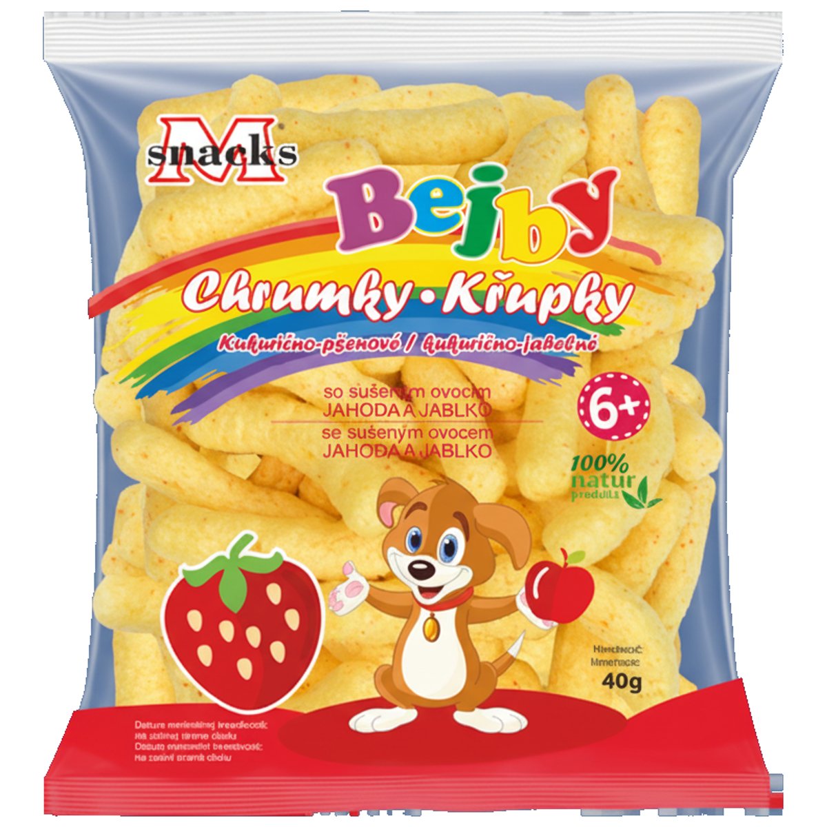M Snacks Bejby kukuřično-jáhlové křupky jahoda-jablko