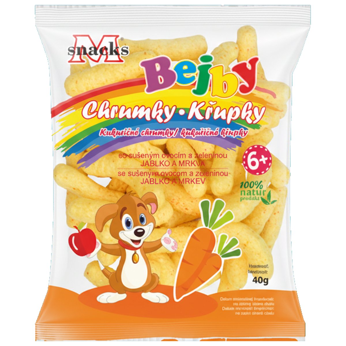 M Snacks Bejby kukuřičné křupky jablko-mrkev