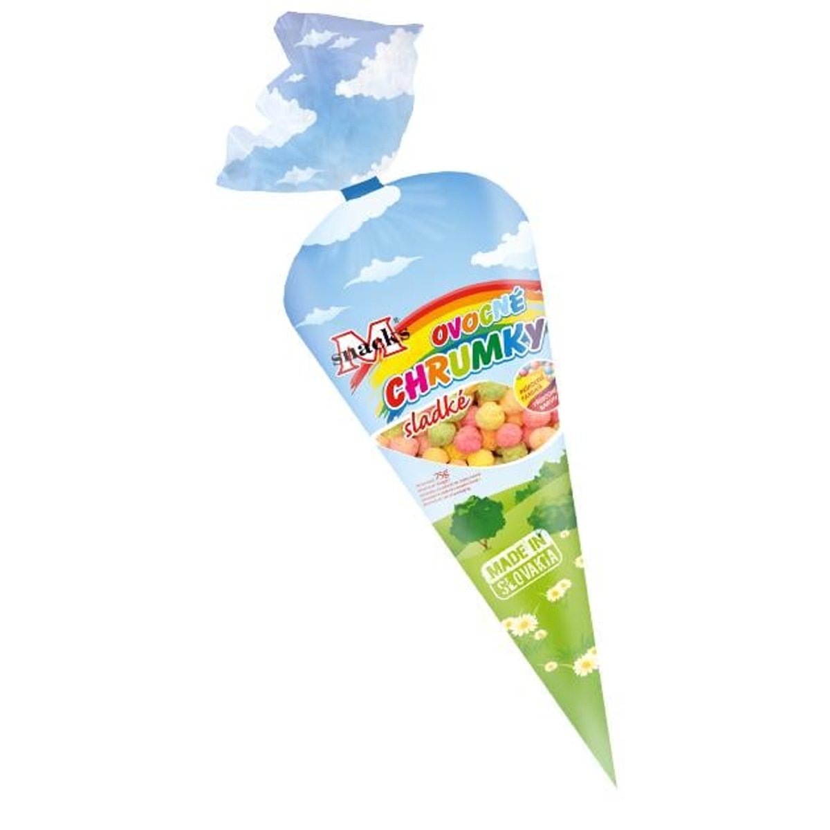 M Snacks Ovocné kukuřičné křupky kornoutek