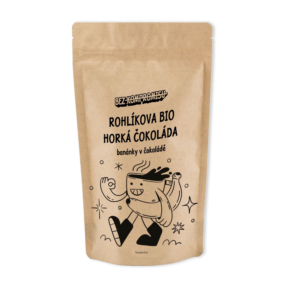 BEZ KOMPROMISU Rohlíkova bio Horká čokoláda - Banánky v čokoládě