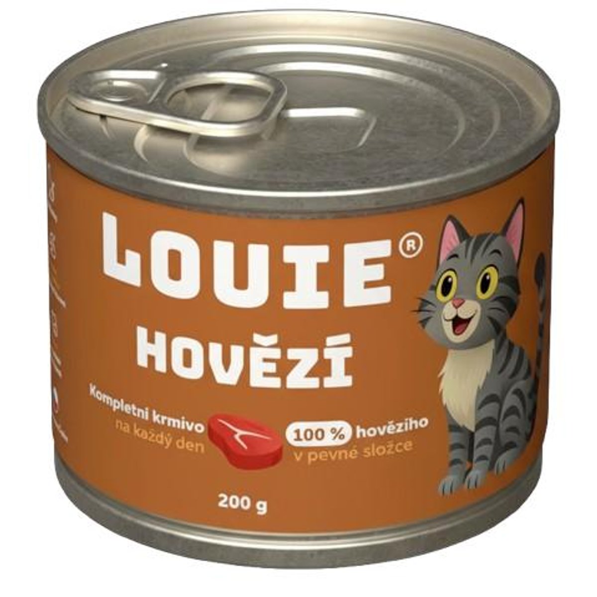 Louie Kompletní krmivo 100 % hovězí v pevné složce s prebiotiky pro kočky