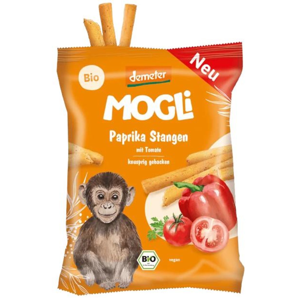 Mogli BIO Křupavé tyčinky s paprikou a rajčaty