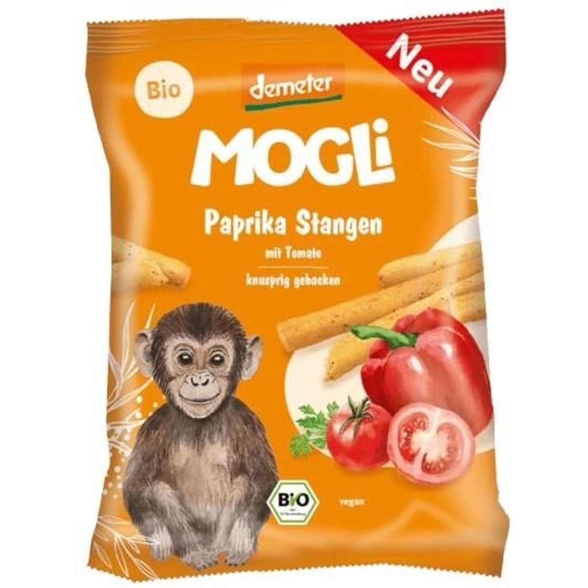 Mogli BIO Křupavé tyčinky s paprikou a rajčaty