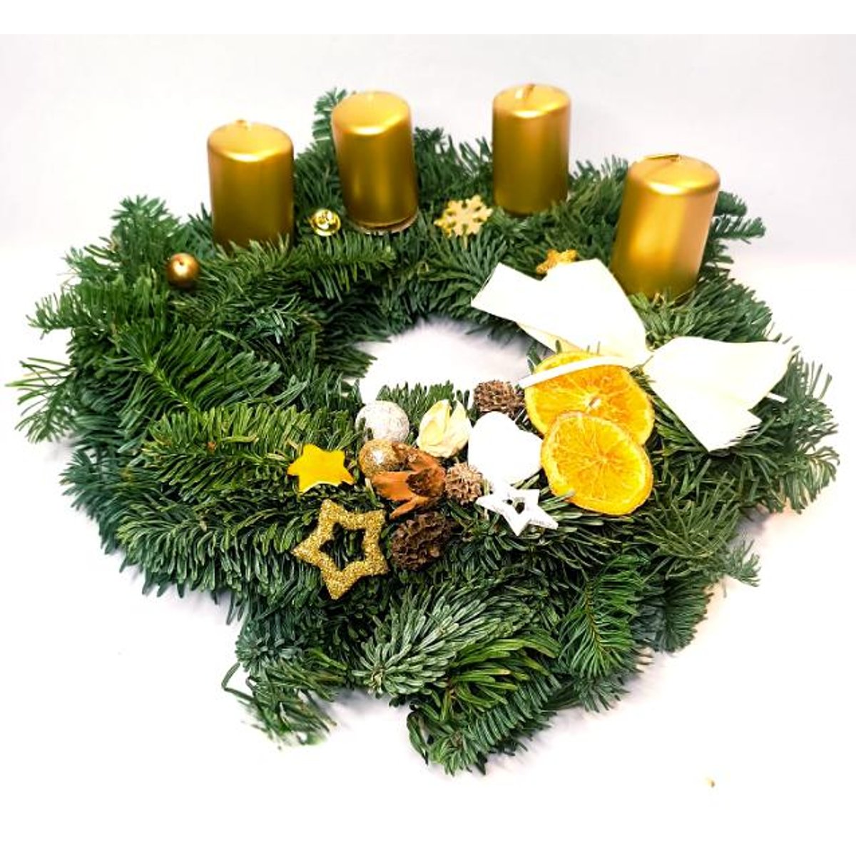 Adventní věnec přírodní s pomerančem Ø 30cm