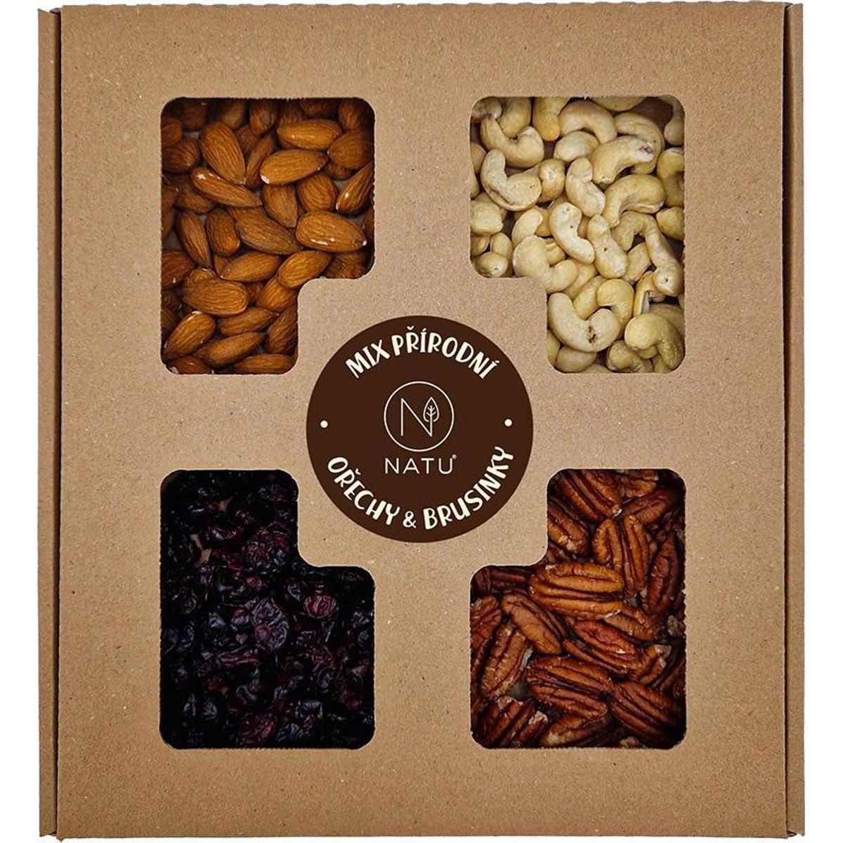 Natu Dárkový box přírodní ořechy s brusinkami