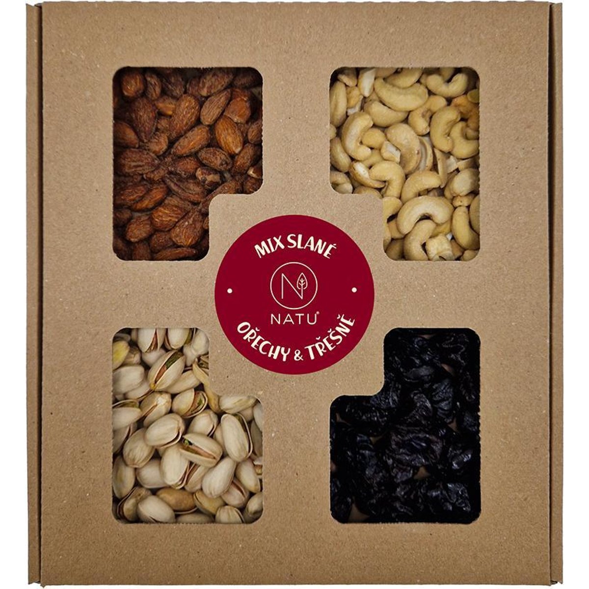 Natu Dárkový box Slané ořechy s třešněmi