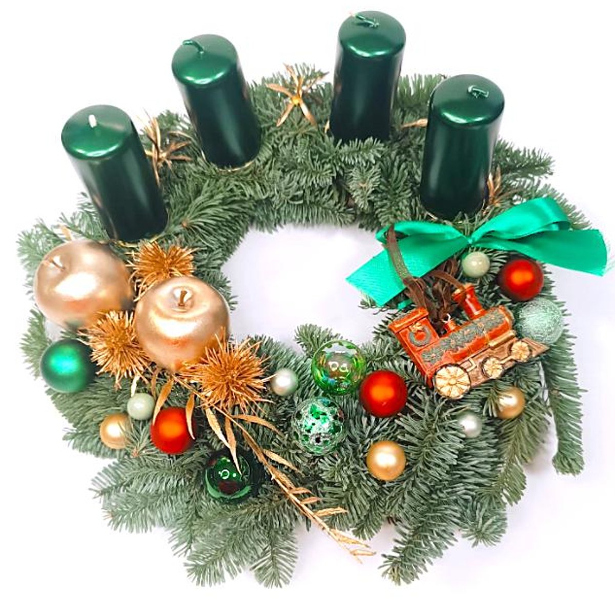 Adventní věnec s mašinkou Ø 30cm