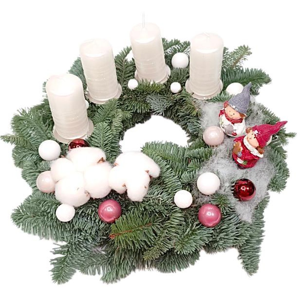 Adventní věnec přírodní bílý Ø 30cm