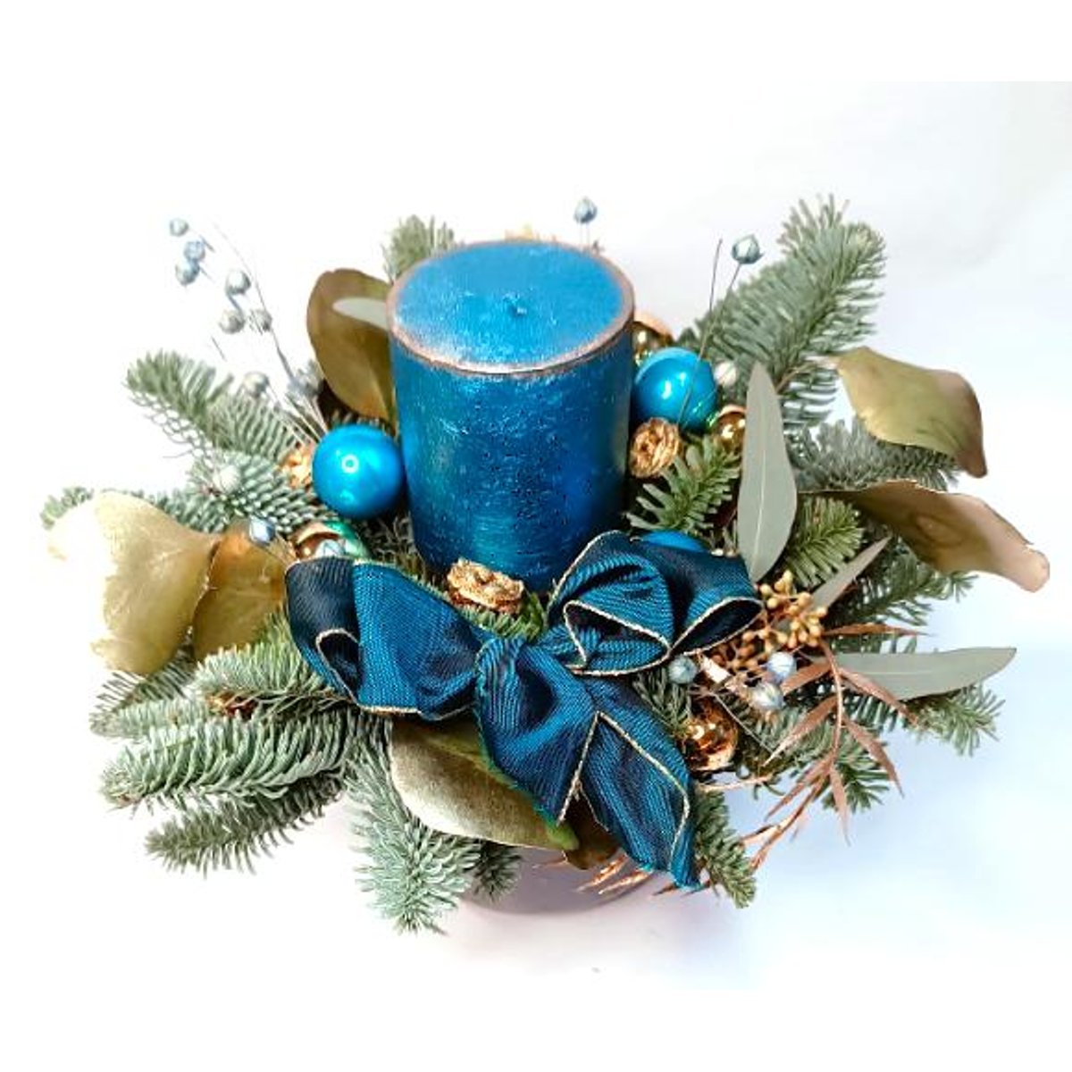 Vánoční svícen modrý
