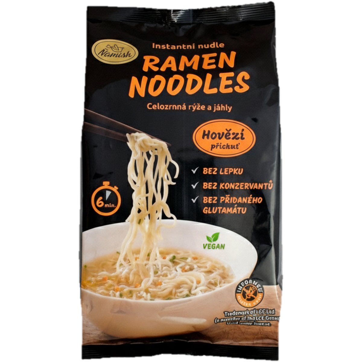 Ňamish Instantní nudle celozrnné s hovězí příchutí