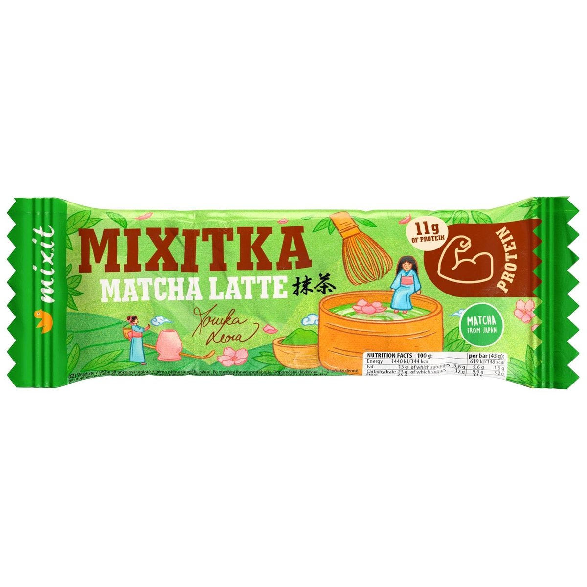 Mixit Prebiotická Mixitka Moniky Leové bez lepku – Matcha latte s proteinem