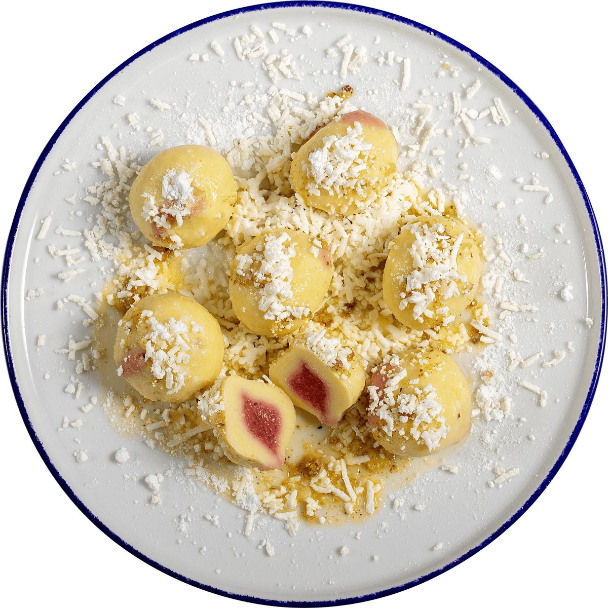 Cibule Bistro Plněné bramborové knedlíky jahodové